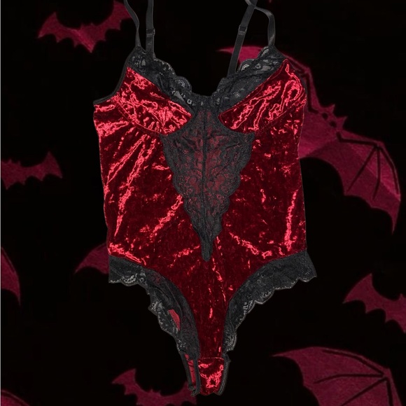 Red Velvet Lace Bodysuit - Picture 1 of 1